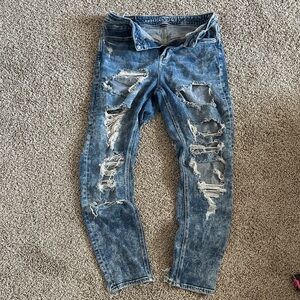 American Eagle Outfitters Men's Ripped Blue Skinny Jeans
